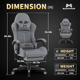 Gamtimer Gaming Chair, 400 lbs Adult Chair, High Back Computer Chair with Footrest and Linked Armrests, Office Video Game Chair with Lumbar Support (Grey) Gamtimer