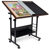 Becko US 1500 Piece Tilting Puzzle Table with Cover Mat & Legs, Jigsaw Puzzle Board with 5 Tilt Angle & Height Adjustment, Portable & Movable Tables with Storage for Adults, Enclosed with 4 Wheels Becko US