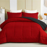Exclusivo Mezcla Lightweight Reversible Twin Size Comforter Set, Down Alternative Comforter with 1 Pillow Sham, Twin Size Bedding Set for All Seasons, Red/Black Exclusivo Mezcla