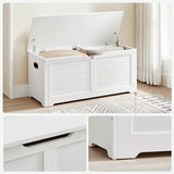 VASAGLE Storage Chest, Storage Trunk with 2 Safety Hinges, Storage Bench, Shoe Bench, Modern Style, 15.7 x 39.4 x 18.1 Inches, for Entryway, Bedroom, Living Room, White ULSB061T10 VASAGLE