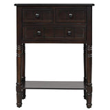 Knocbel Slim Antique Entry Console Table with Drawers & Bottom Open Shelf, Solid Wood Sofa Couch Table for Entryway Hallway Living Room (Espresso) Knocbel