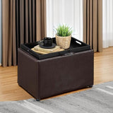Convenience Concepts Designs4Comfort Accent Storage Ottoman 22.75" - Modern Foot Stool with Decorative Tray for Living Room, Dining Room, Office, Den, Espresso Faux Leather Convenience Concepts