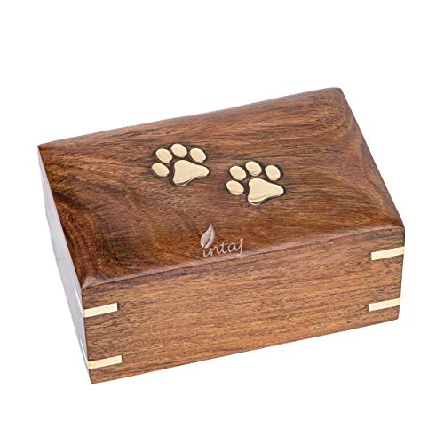 INTAJ Handmade Rosewood Pet Urns for Dogs Ashes, Personalized Wooden Urn for Ashes Handcrafted Urns for Dogs Cats Pets Ashes Memorial Keepsake INTAJ