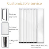 Interior Accordion Folding Door, No Drilling Retractable Sliding Doors with Lock, Customize Room Divider for Bathroom Closet Kitchen Patio, Aluminum Frame and Acrylic Panel CESOFWE