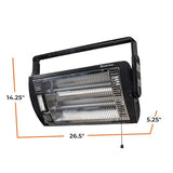 Comfort Zone Ceiling Mounted Space Heater, 90 Degree Adjustable Tilt, Dual Quartz, Radiant, Electric, Safety Grille, Overheat Protection, Hardware Included, Ideal for Workshop, Garage, 1,500W, CZQTV5M Comfort Zone