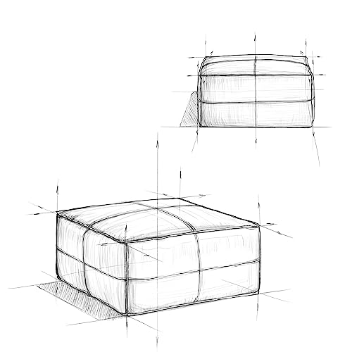 SIMPLIHOME Brody 30-inch Wide Large Square Coffee Table Pouf in Distressed Brown, Vegan Faux Leather Ottoman, Footrest, or Extra Seating for Living Room, Assembled SIMPLIHOME