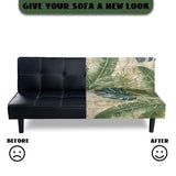 Xsehusvy Tropical Leaf Armless Futon Slipcover with Elastic Bands, Anti-Slip Sofa Bed Couch Covers Water Resistant Furniture Protector Home Living Room Decor Xsehusvy