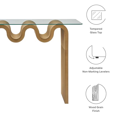 Modway Ondine Glass Console Table in Natural Modway