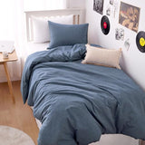 Wake In Cloud - Cotton Duvet Cover Set, Twin Size, Chambray Denim Blue, 100% Washed Cotton, Linen Like Textured, Breathable Percale Durable Comfy Farmhouse Neutral Bedding Set, 3 Pieces Wake In Cloud