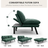 SoarFlash 67 Inch Futon Double Sofa Bed, 2 in 1 Velvet Loveseat Sofa with Adjustable Backrest Memory Foam for Living Room Bedroom Office Apartment Compact Couch(Green) SoarFlash