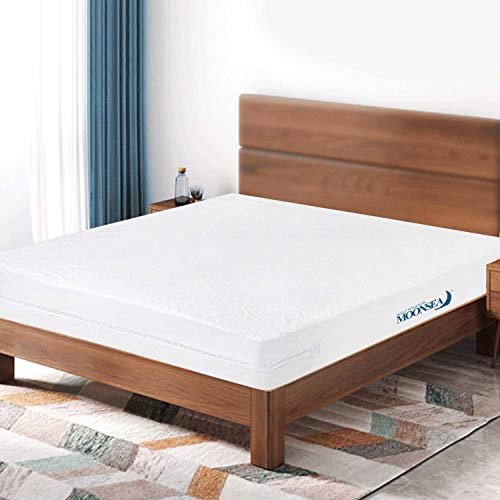Moonsea Queen Mattress Protector Zippered (10/11/12/13/14 Inchs), Soft Terry Surface Mattress Encasement, 6-Side Waterproof Mattress Cover for Kids, Well Zipper, Noiseless, for Queen Mattress 60 * 80 Moonsea