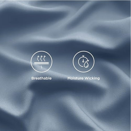 Bedsure King Size Sheets Set, Cooling Sheets for Hot Sleepers, Rayon Derived from Bamboo, Breathable & Soft, Deep Pocket Up to 16 Inches, Hotel Luxury Silky Bedding, Dusty Blue Bedsure