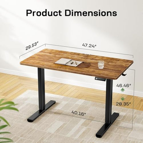 Electric Standing Desk with One-Piece Desktop,48 x 30 inch Height Adjustable Office Gaming Computer Desk with Tabletop, Home Office Stand up Desk with 4 Memory Presets, Table for Bedroom(2 Packages) Marsail