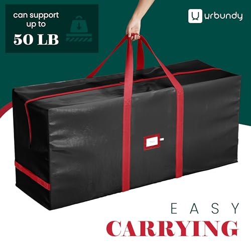 URBUNDY Heavy Duty Christmas Tree Storage Bag 7.5 Ft - Christmas Tree Bag Black - Tree Bags For Storage - Xmas Tree Storage Bag Holds 7.5 Ft Christmas Tree Bag For All Year Round Christmas Storage URBUNDY