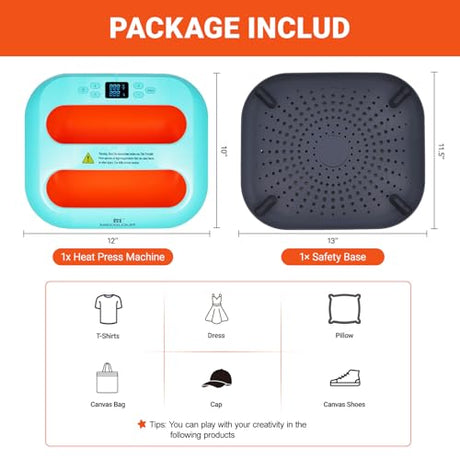 MECOLOUR Heat Press Machine for T-Shirts 12"X10", Heat Transfer Machine 110V for Sublimation,Tote Bags,Pillows,Dresses, Fast Heating, Precise Temperature Control, Insulated Safety Base, High Pressure MECOLOUR