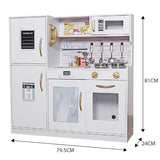 TOUCH US Wooden Play Kitchen Toy Set with Light, Kids Children Pretend Toy Kitchen Playset, Sink with Faucet, Oven, Microwave, Kitchenware Set Accessories for Ages 3-8 Girls Boys touch us