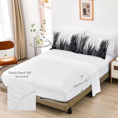 Dinjoy Ombre Black Comforter Set King Size Gradient Black White Boho Bedding Set for Teen Men Women 7 Pieces Bed in A Bag Bohemian Bed Set with Comforter, Sheets, Pillowcases & Shams Dinjoy