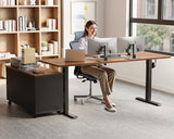OffiGo 55 Inch L Shaped Electric Standing Desk with Drawers & File Cabinet Sets, Executive Sit Stand Desk, Height Adjustable Computer Desk for Home Office, Writing, Workstation, Walnut+Black OffiGo