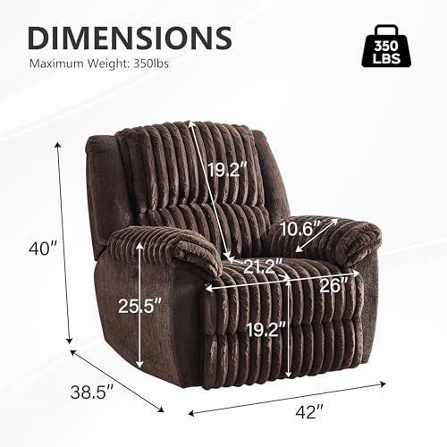 Oversized Power Recliner Chairs Zero Gravity for Big Man Faux Fur Electric Extra Large Recliners with USB Port for Living Room Soft Overstuffed Reclining Theater Seating 26" Seat Width Brown