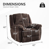 Oversized Power Recliner Chairs Zero Gravity for Big Man Faux Fur Electric Extra Large Recliners with USB Port for Living Room Soft Overstuffed Reclining Theater Seating 26" Seat Width Brown