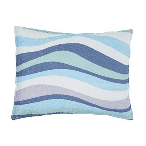 C&F Home Sea Waves Seawaves Blue Ocean Coastal Theme Twin Bed 2-Piece Beach Reversible Coverlet Lightweight Quilt Set with 1 Sham Reversible Bedding Coverlet Comforter Nautical Bedding Set Twin 2 C&F Home