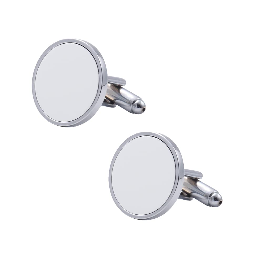 2 Pcs Metal Sublimation Cufflink Blanks Thermal Transfer Cuff Buttons Shirt Cuff Links Men's Wedding Jewelry Accessories Round UUYYEO