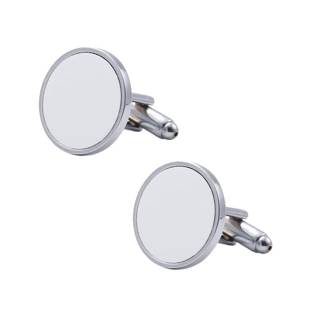 2 Pcs Metal Sublimation Cufflink Blanks Thermal Transfer Cuff Buttons Shirt Cuff Links Men's Wedding Jewelry Accessories Round UUYYEO