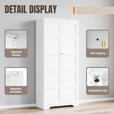 Yizosh Metal Storage Cabinet with 2 Doors and 5 Adjustable Shelves - 71" White Kitchen Pantry Storage Cabinet, 5-Tier Tall Steel Cabinet Locker for Kitchen,Dining Room,Living Room Yizosh