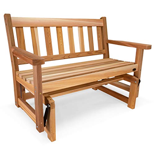 All Things Cedar CG45 Patio Glider | Wooden Outdoor Glider | Handcrafted Cedar Wood Glider, Smooth Ball Bearing Motion | Rot Resistant Porch Glider Bench & Patio Furniture 48x26x36