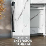 Extendable Dining Table with Charging Station & LED Lights, 19.7" to 98.4" White Faux Marble Dining Table, Rectangle Console Table for 2-8, Modern Space Saving Kitchen Island Table (No Chairs) Gyfimoie