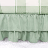 HNHUAMING 4-Piece Crib Bedding Set for Girls Boys, Baby Crib Bedding Set for Newborn & Infant, Neutral Nursery Bed Set Includes Comforter, Fitted Sheet, Crib Skirt, and Diaper Stacker, Green Checkered HNHUAMING