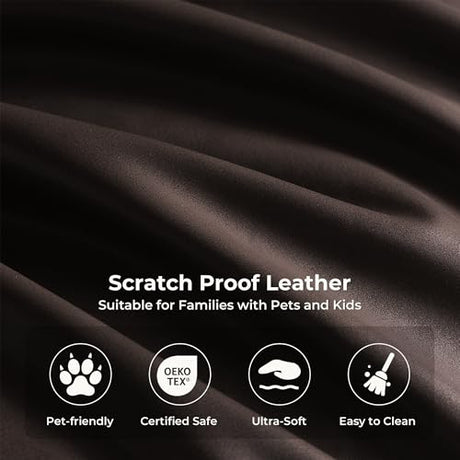 SITJOY Pet Friendly Leather Power Recliner Chair, Zero Wall Hugger RV Recliners with Power Headrest, Charging Ports, Side Pockets, Down-Filled, Scratch Resistant Waterproof Faux Leather in Dark Brown SITJOY