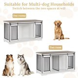 Rovibek 60inch Double Dog Crate Furniture, Wooden Dog Kennel Furniture TV Stand for 2 Dogs with Divider, Large Medium Small Dogs Indoor White Rovibek