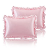 SiinvdaBZX Ruffled Queen Satin Pillowcase Set of 2, Blush Pink Silky Satin Pillow Cases for Women Ruffle Pillow Shams Covers Princess Room Decoration, with Envelope Closure SiinvdaBZX