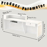 63in Reception Desk with Counter，Modern Front Desk Reception Counter for Checkout, Lobby, Beauty Salon (Left high)
