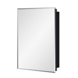 IDYLLOR Black Bathroom Medicine Cabinet with Beveled Edge Mirrored Door 16 x 22 inch, Recessed or Surface Mount, with Adjustable Glass Shelves IDYLLOR