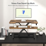 FLXISPOT 36" Standing Desk Converter, Quick Sit Stand up Desktop Riser Height Adjustable Monitor and Laptop Workstation with Keyboard Tray, Rustic Color FLEXISPOT