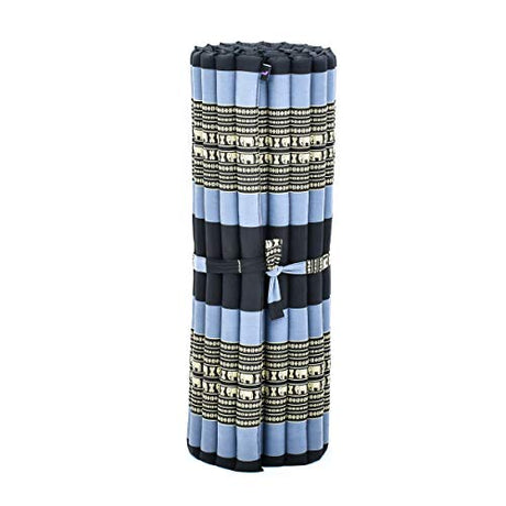 Leewadee - Foldable Floor Mattress - Japanese Roll Up Futon -Trifold Tatami Mat- Guest Floor Bed - Camping Mattress - Thai Massage Mat, Kapok Filled, 75 x 39 inches, Blue Leewadee