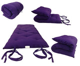 D&D Futon Furniture Traditional Japanese Floor Rolling Futon Mattress, Cotton Batting/Foam/Polyester Batting, Foldable Bed (Purple, 3 x 54 x 80 (in) Full Size) D&D Futon Furniture