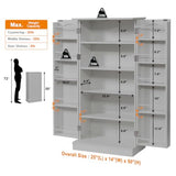 Furnaza LED Kitchen Pantry Storage Cabinets - 50 Inch Food Cabinets Buffet Cupboards with 2 Doors and Shelves Adjustable for Small Space in Dinning Room, Living Room, in Grey Furnaza