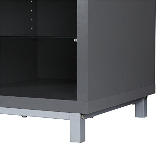 Ameriwood Home Lumina Fireplace TV Stand for TVs up to 70 Inch, Replaceable Electric Fireplace Insert Heater, Remote Control, Timer, Color Changing LED Lights, Crystal Ember Flames, Graphite Gray Ameriwood Home