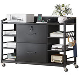 SEDETA 44" File Cabinet, Filing Cabinet fits Legal/Letter Size, 2 Drawer File Cabinets for Home Office with Lock, Power Strip, 6 Storage Shelves, Rustic Brown SEDETA