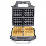 BELLA Classic Waffle Iron, 4 Square Belgian Waffle Maker, Non-stick Extra Large Plates for Easy Cleanup, Cool Touch Handles, Stainless Steel, Black, 1400W BELLA