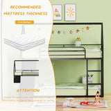 Varmsteda Bunk Bed Twin Over Twin for Kids with Slide and Ladder, Metal Floor Bunk Bed Frame with Full-Length Guardrail, Space-Saving Bunk Beds, Black Varmsteda