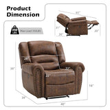 Bonzy Home Power Recliner Chair, Soft Faux Leather Recliner Chair with Thickened Padding and USB&Type-C Charging Ports, Classic Heavy Duty Single Reclining Sofa for Living Room, Nut Brown
