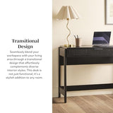 Walker Edison Office Writing and Computer Desk Spacious Desktop, Complementary in Living Spaces, 38 Inch, Reeded Black Walker Edison