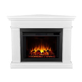 Real Flame Kennedy Grand Corner Electric Fireplace with Mantel for Living Room or Bedroom, Replaceable Fireplace Insert Heater, Realistic Log and Flame Effect, Remote Control, Timer, White Real Flame