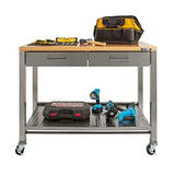 Seville Classics, Steel w/ Solid Wood Top, 48" W x 24" D x 37.5" H Seville Classics