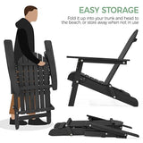 Yaheetech Folding Adirondack Chair Set of 4 Outdoor, 300LBS Solid Wood Garden Chair Weather Resistant, Fire Pit Lounge Chairs for Garden/Yard/Patio/Lawn, Black Yaheetech