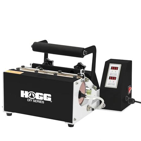 Hogg DIY Series Quick N' Easy Tumbler Heat Press Machine Bundle for Most Straight Sublimation Tumblers, Mugs, Bottles w/Bonus 20oz Sublimatable Skinny Tumbler, Sublimatable Paper, Gloves, & Heat Tape Hogg